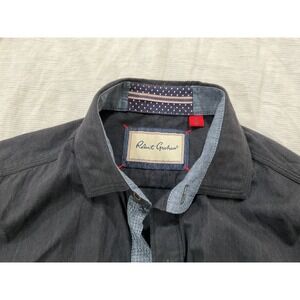 Robert Graham Mens Button Down Shirt Gray Contrast Trim Long Sleeve XL